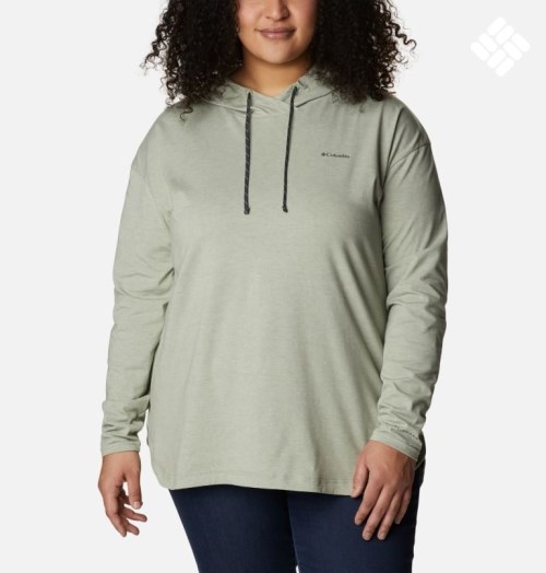 Women's Columbia Sun Trek Pullover Hoodie Olive | Plus Size CA-A8035